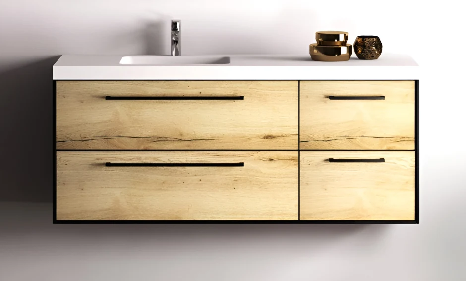 Mueble de baño en melamina en Bogotá, fabricado a medida para optimizar el espacio y ofrecer un diseño elegante y práctico.